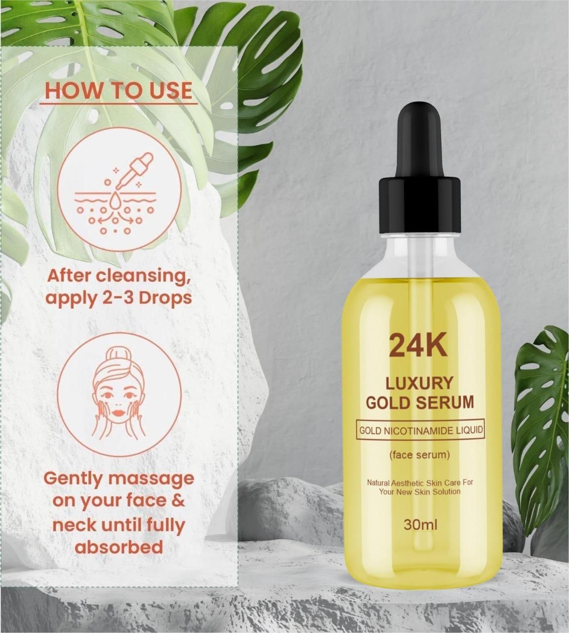 24K Gold Face Serum improves Dullness Reduces fine lines (30 ml) Pack of 1